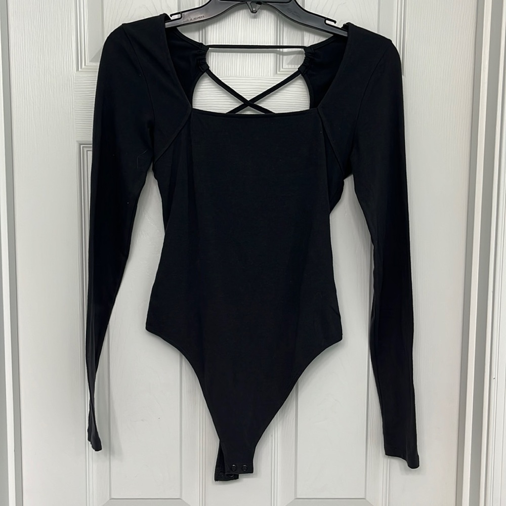American eagle, size S, black/grey tied up back bodysuit